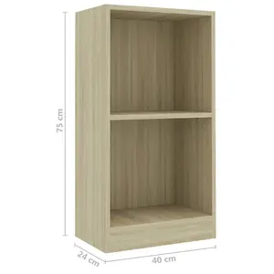 Berkfield Bookshelf Sonoma Oak 40x24x75 cm Engineered Wood