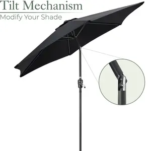 2.7m Crank and Tilt Parasol - Black