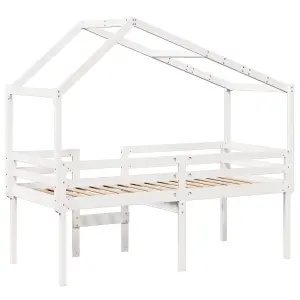 Berkfield High Sleeper Bed without Mattress White 90x200 cm Solid Wood Pine