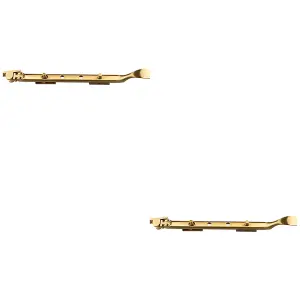 2 PACK - Victorian Casement Window Stay Handle & 2 Pins - 270mm Length Satin Brass Bar