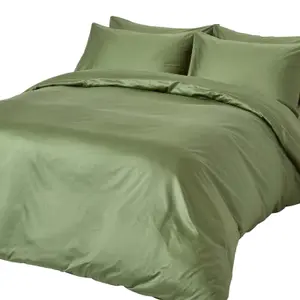 Homescapes Moss Green Organic Cotton Duvet Cover Set 400 TC, Single