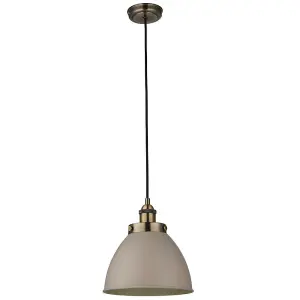 Ceiling Pendant Lamp & 2x Matching Wall Light Pack Industrial Grey Brass Shade