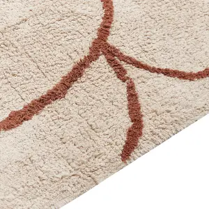 Cotton Area Rug 200 x 200 cm Beige and Brown AVDAN