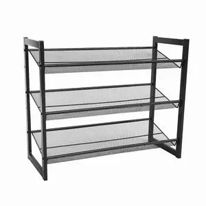 3-Tier Shoe Rack, Shoe Storage Organiser, Metal Storage Rack, Shoe Stand Shoe Shelf , 74 x 30.5 x 62.8 cm, Grey (STACKABLE)