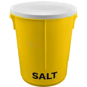 25L Yellow Grit Salt Bin 43cm with Lid for De-Icing Salt or Grit for Driveway, Path and Patio