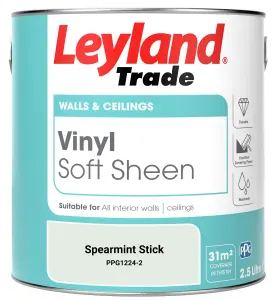 Leyland Trade Vinyl Soft Sheen Walls & Ceilings Emulsion Paint Spearmint Stick (PPG1224-2) - 2.5L