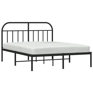 Berkfield Metal Bed Frame with Headboard Black 140x200 cm