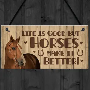 Red Ocean Stable Door Sign Horse Lover Gift Horse Pony Sign and Plaques Horse Gift For Women