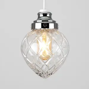 ValueLights Aphrodite Silver Chrome Modern Decorative Crystal Effect Glass Ceiling Pendant Light Shade