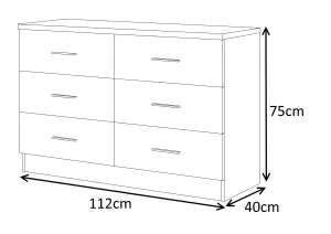 REFLECT XL 6 Drawer Chest of Drawers in Gloss Black Drawer Fronts and Walnut Carcass