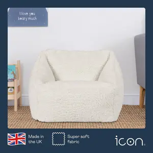 icon Kids Teddy Bear Armchair Bean Bag Natural Childrens Bean Bags