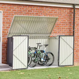 7 x 3 ft Metal Pent Garden Bike Bicycle Storage Shed Bike Store Outdoor Bike Storage Charcoal Black