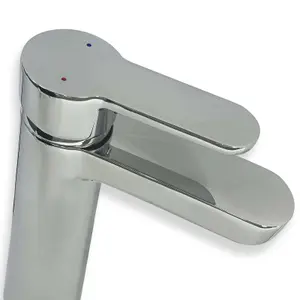 Chrome Tall Bathroom Sink Mono Mixer Tap With Lever Control