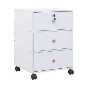 Lakemia 40cm Wide 3 -Drawer Mobile File Cabinet Warm White