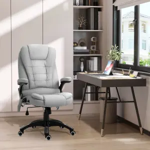 Vinsetto Office Chair w/ Heating Massage Points Relaxing Reclining Grey