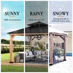 SUNJOY Cedar Wood Gazebo KAPS - 330cm x 330cm, Anthracite