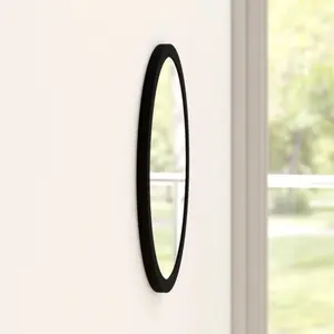 Tabatha Wood Flat Wall Mirror Black / 110cm H x 110cm W