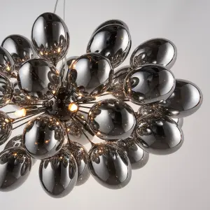 Anson Lighting Carlin 8lt Pendant light finished in Black chrome plate and dark chromed glass