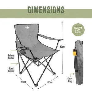 Milestone Camping Folding Camping Chair - Grey