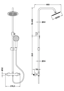 Round Thermostatic Shower Kit with Fixed Head & Adjustable Handset - Chrome - Balterley