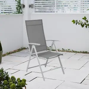 Adjustable Folding Garden Dining Chair with Aluminium Frame - Grey