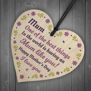 Novelty Mothers Day Gift Wood Heart Mum Gift From Daughter Son Thank You Gift