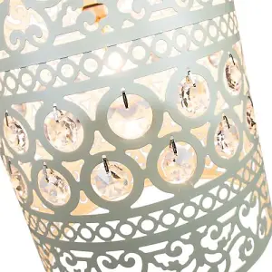 Traditional and Ornate Cream Easy Fit Pendant Shade with Clear Acrylic Droplets