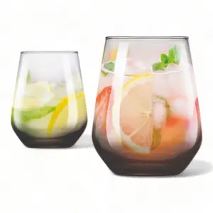 URBNLIVING 450ml Set of 4 Smoked Black Glass Drinking Bar Water Beverage Glasses Tumblers