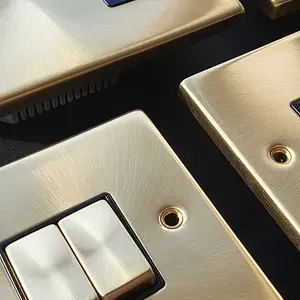 Satin Brass 2 Gang Blank Plate