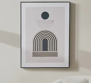 Art Deco Print with Linear Gold Detail and Black Frame