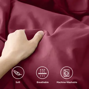 Odil Microfiber Solid Colour Duvet Cover Set with Pillowcases Burgundy / Super King Duvet Cover Set