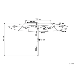 Double Canopy Garden Parasol 2.7 x 4.6 m Light Beige SIBILLA
