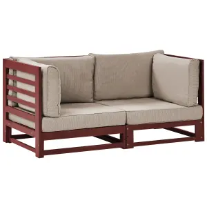 Garden Sofa TRANI Acacia Wood Dark Red 2 Seater