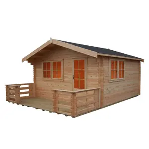 Shire Kinver 12x14 ft & 1 window Apex Wooden Cabin with Felt tile roof - Assembly service included