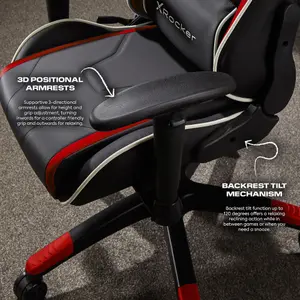 X-Rocker Agility Compact Gaming Chair Racing PC Reclining Adjustable PC Gaming Seat for Kids and Juniors - RED