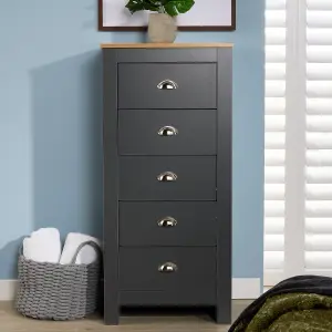 Home Source Camden 5 Drawer Chest Graphite