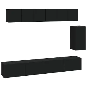 Berkfield 6 Piece TV Cabinet Set Black Engineered Wood