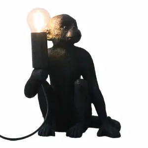 First Choice Lighting Black Monkey Table Lamp or Beside Light