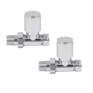 Right Radiators Radiator Valve 15mm Manual Straight Valves One Pair Chrome