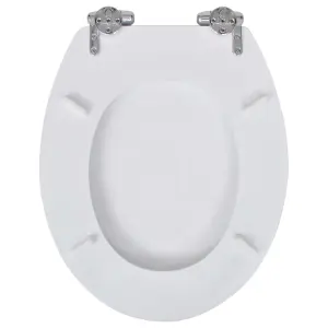 WC Toilet Seat MDF Soft Close Lid Simple Design White