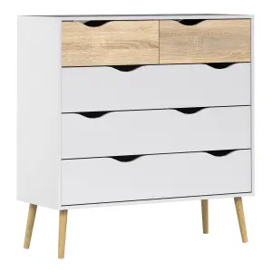 OSLO CHEST OF 5 DRAWERS WHITE OAK