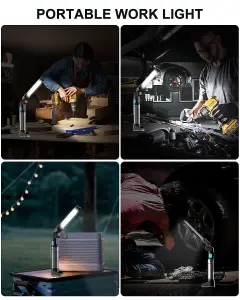 KOOLITE Rechargeable LED Work Light Battery Powered Inspection lamp rotating and foldable light COB 5 modes magnetic