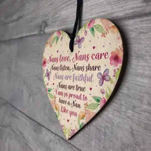 Red Ocean Special Nan Gifts Nan Birthday Gifts Wooden Heart Mother's Day Gifts Grandparent Gifts Keepsake Plaque