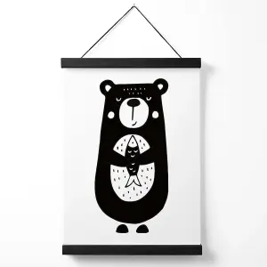 Cute Black Bear Scandi Animal Medium Poster with Black Hanger