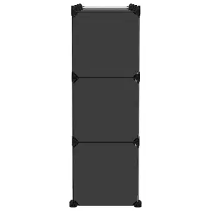 Storage Cube Organiser with 9 Cubes and Doors Black PP