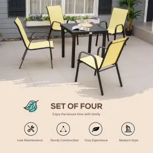 Outsunny Set of 4 Garden Dining Chair Set Outdoor w/ High Back Armrest Beige