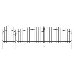 Berkfield Garden Fence Gate with Spear Top 5x1.5 m Black