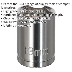 13mm Chrome Plated Drive Socket - Durable High Grade Carbon Steel with 3/8" Drive