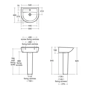 Ideal Standard Tirso Gloss White Floor-mounted Full pedestal Basin (H)86cm (W)55cm