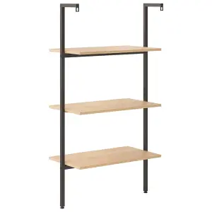 Berkfield 3-Tier Leaning Shelf Light Brown and Black 64x35x120.5 cm